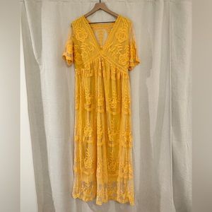 Maxi yellow floral dress